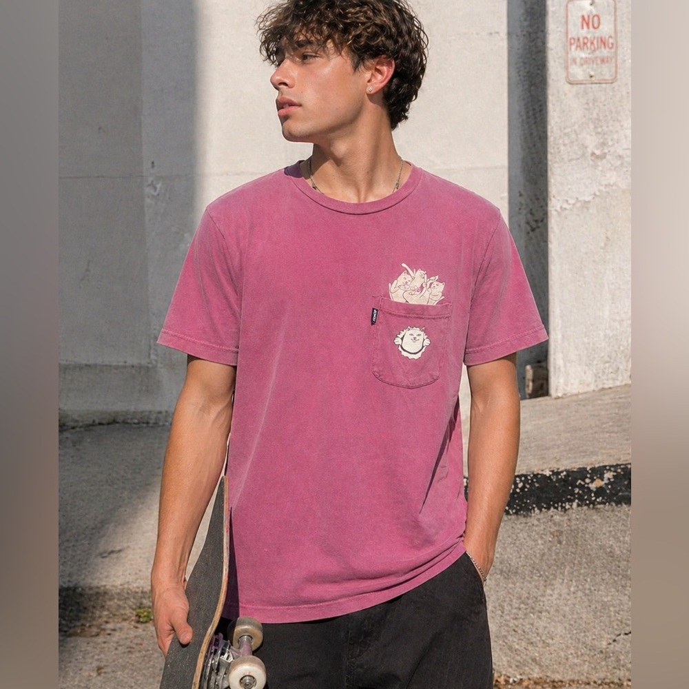 RIPNDIP Lord Nermal Pocket Tee – Pink – Size Small – Streetwear Essential